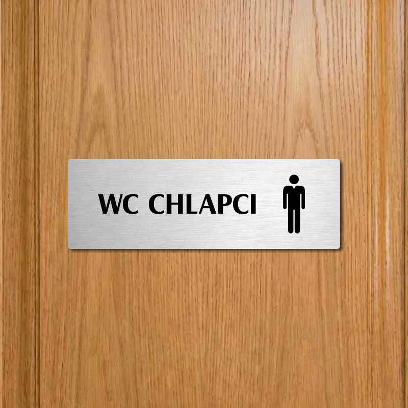 WC chlapci, 200x66mm, zlatá popiska s okrasným rámečkem  